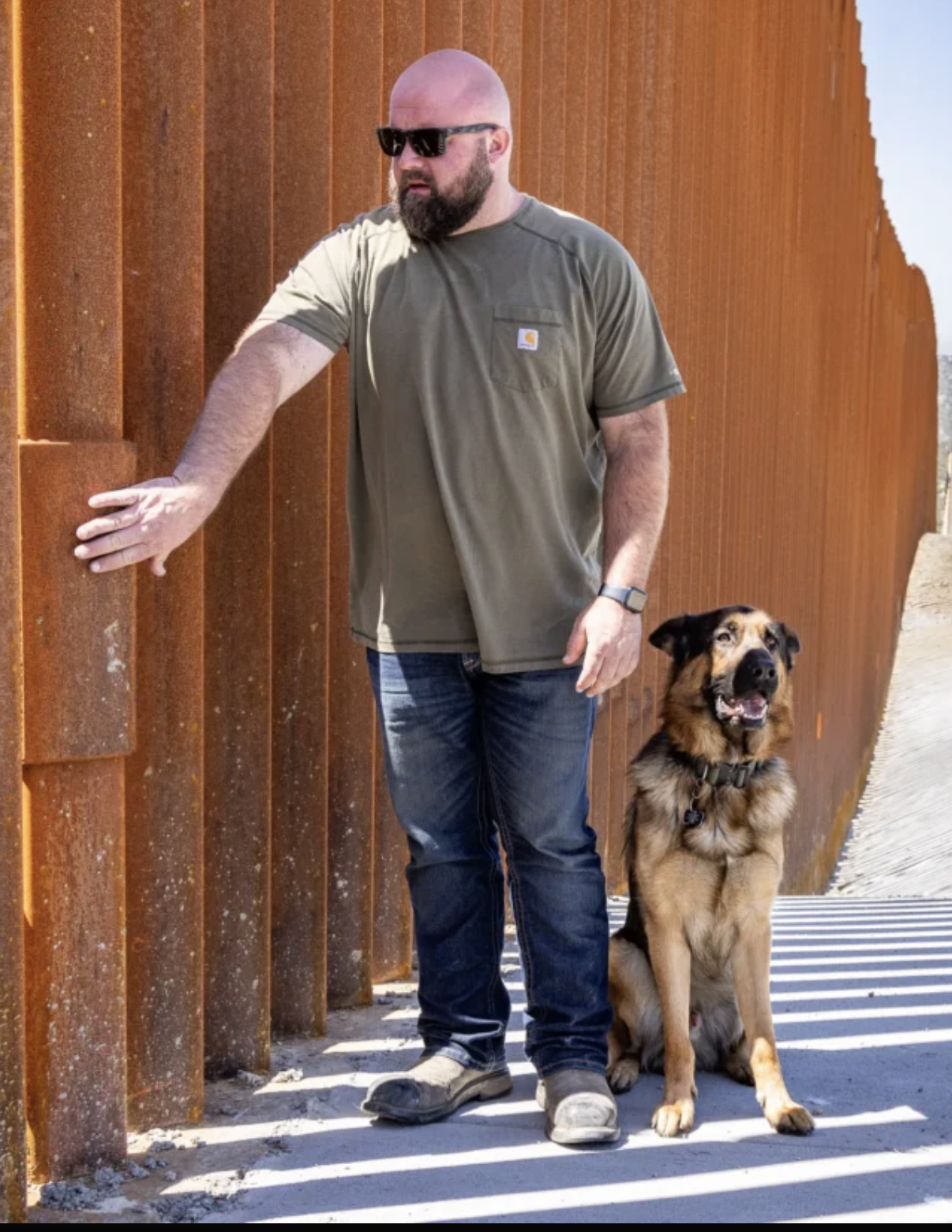 Cory Gautereaux at the border wall